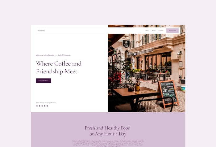Sérénité — Cafe and Restaurant Website - This template is a perfect choice to showcase your cafe or restaurant and attract customers. Its elegant design offers a user-friendly interface for displaying your menus and accepting reservations. Moreover, with custom layout options and mobile compatibility, you can easily personalize the website. With this template, you can effectively represent your business online.