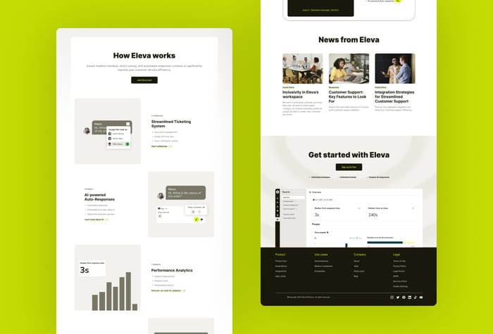 Eleva — SaaS Website - Eleva is a Framer template tailored for SaaS products. Its intuitive navigation paired with systematic categories enables visitors to navigate your content effortlessly. With a design that emphasizes clarity and simplicity, everything appears straightforward and pleasing to the eye.