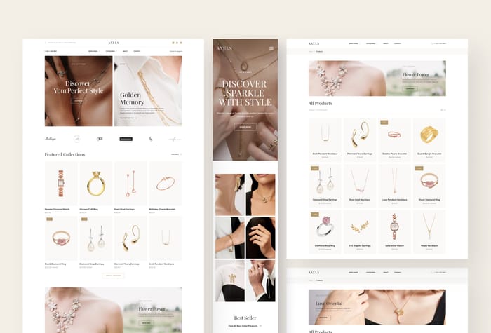Axels — Jewelry e-commerce Website - Bring simple elegance to your jewelry e-commerce using Axels, the minimalist jewelry e-commerce website Framer template.