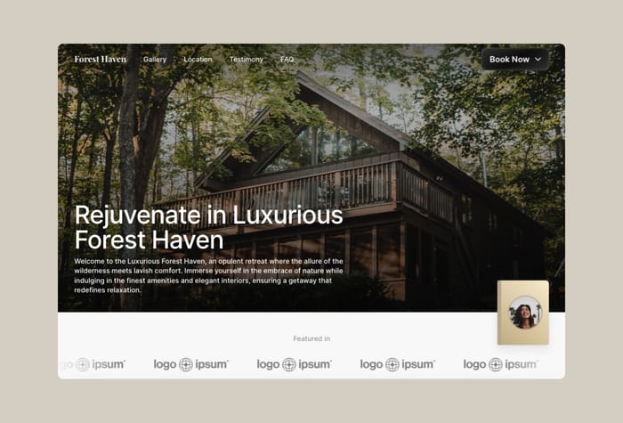 LuxuryVilla — Property Website - This template primarily caters to property owners who list their properties on online travel platforms such as Airbnb and Booking.com. It serves as a one-page landing page designed to enhance property owners' ability to reach potential customers and increase awareness of their accommodations.
