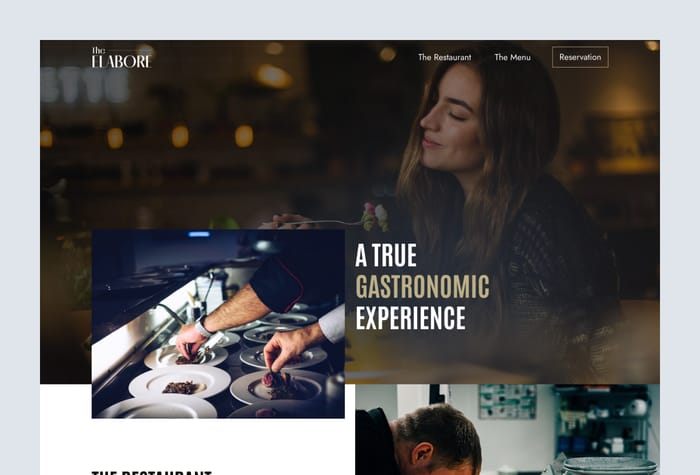 TheElaboré — Modern Restaurant Website - Step into the world of The Elaboré, a restaurant template exuding elegance through its clean and modern design. It's the ideal platform to showcase your restaurant's unique brand and menu items.
