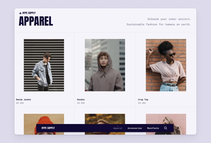 HypeSupply — E-commerce store - Boost your online store with Hype Supply, a Framer template for modern e-commerce, powered by Gumroad. Showcase a wide range of physical and digital goods with its sleek design and captivating grid structure. No matter the product, the design ensures your products shine on the digital runway.