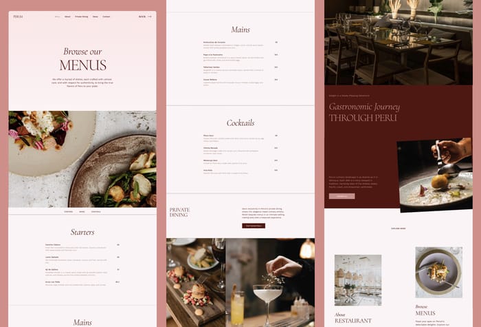 Perum — Restaurant Website Template - Set the table for success with Perum, a restaurant theme that marries minimalism with opulence. Its ultra-minimalistic approach assures that your restaurant's essence is communicated in the most luxurious manner. A streamlined array of features ensures your site has everything it needs and nothing it doesn't.