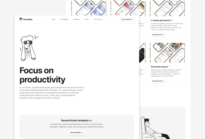 FocusFlow — Notion Creators Website Template - Boost your productivity with FocusFlow and get the ultimate Framer template designed specifically for Notion creators.