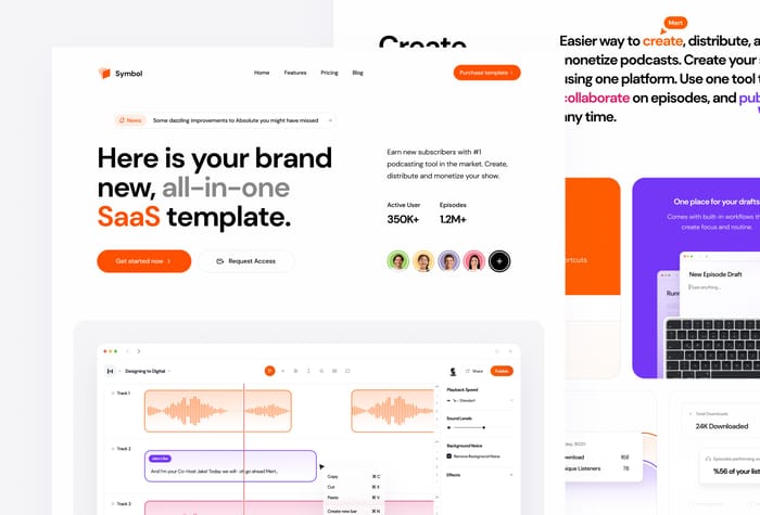 Symbol — Startup Template - Symbol is a simple, modern landing page template designed for web and mobile app owners and companies. Launch a new app or seek to promote your existing one, Symbol is the perfect template to show your product's key points.