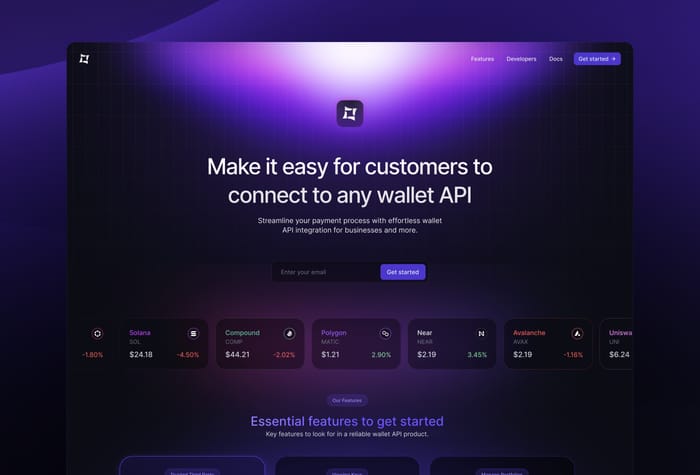 Lumin — Web3 Template - Lumin is a landing page template designed for Web3 startups and SaaS companies. Each section highlights multiple-sized cards with scrolling animations with a unique glow.