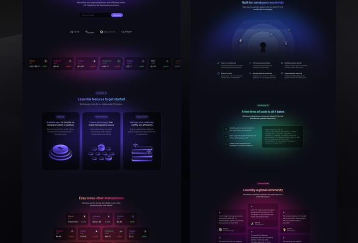 Lumin — Web3 Template - Lumin is a landing page template designed for Web3 startups and SaaS companies. Each section highlights multiple-sized cards with scrolling animations with a unique glow.