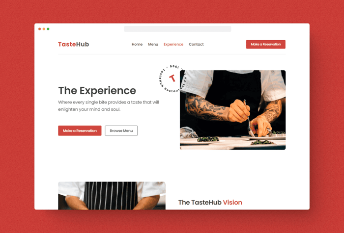 TasteHub —&nbsp;Clean Restaurant Template - This restaurant template has a clean, minimalistic design, and a CMS-driven menu that's easy to update. It's the perfect template for a restaurant that wants to get a professional website up and running quickly and effortlessly.
