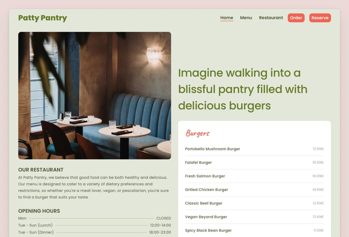 Patty Pantry — Restaurant or Food Truck Website Template - Are you a restaurant or food truck looking for a way to showcase your delicious dishes and attract more customers? Patty Pantry is a modern and professional Framer website template designed specifically for the food industry.