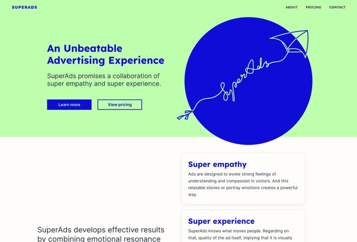 SuperAds —&nbsp;Marketing Template - This template is perfect for advertising agencies and start-ups as well as other industries looking to generate leads. With a modern and minimalist design, it provides a clear and concise message, easy navigation, and a strong call-to-action. It is also mobile-friendly, making it accessible on any device.