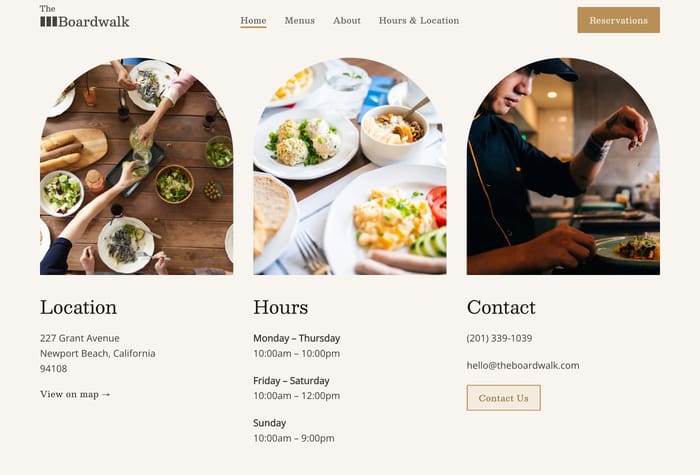 The Boardwalk — Restaurant Template - Create a stunning restaurant website easily with The Boardwalk Framer template. Showcase your menu, book reservations, and tell your story.