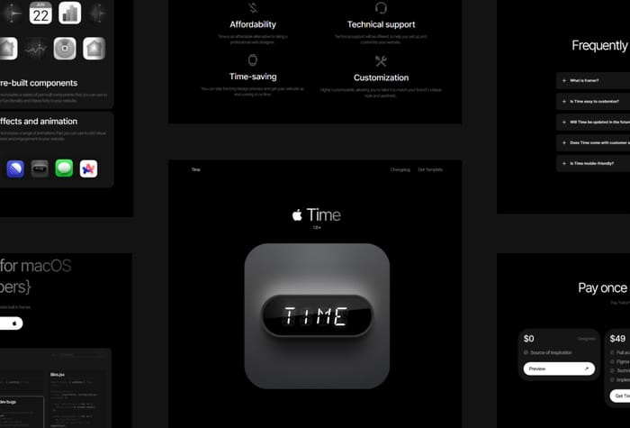 TimeOS —  Landing Page - Introducing TimeOS, an elegant macOS app landing page template. Packed with stunning effects and animations, this template offers a dynamic user experience. The unique feature of TimeOS is its CMS-driven changelog, allowing you to effortlessly update and showcase your app's latest improvements.