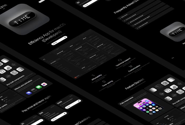 TimeOS —  Landing Page - Introducing TimeOS, an elegant macOS app landing page template. Packed with stunning effects and animations, this template offers a dynamic user experience. The unique feature of TimeOS is its CMS-driven changelog, allowing you to effortlessly update and showcase your app's latest improvements.