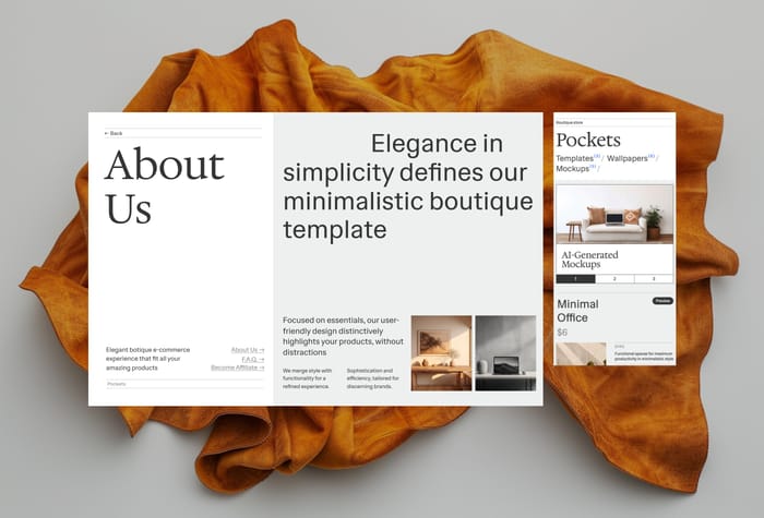 Pockets — Minimalist Product Showcase - Minimalist boutique design ensures the spotlight remains firmly on the showcased products, creating an elegant browsing experience.