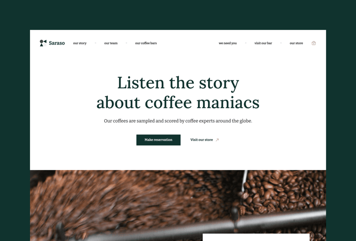 Saraso — Coffee &amp; Restaurant Template - Coffee and Restaurant Framer template. Build your business site smart and easy with Framer page builder.
