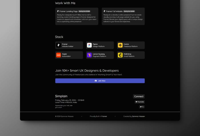 Simplain —  Creator Template - Simplain – the premium Framer template for creators, creatives, freelancers, and e-commerce enthusiasts. Showcase ventures, products, and ongoing projects with a clean, aesthetic, and timeless design.