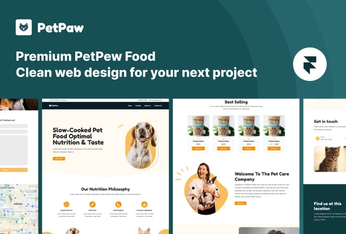 PetPaw — Pet Shop Website - PetPaw is a standout Framer template for Pet Food e-Commerce, making it an ideal choice for building an online store for pet owners.