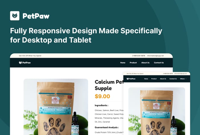 PetPaw — Pet Shop Website - PetPaw is a standout Framer template for Pet Food e-Commerce, making it an ideal choice for building an online store for pet owners.