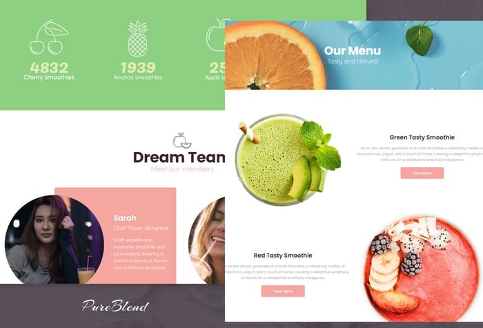PureBlend —  E-commerce Website - Elevate your web design with PureBlend, a Framer e-commerce template for drink enthusiasts. Meticulously crafted, it seamlessly blends stunning visuals, intuitive navigation, and dynamic product implementation via Framer CMS.