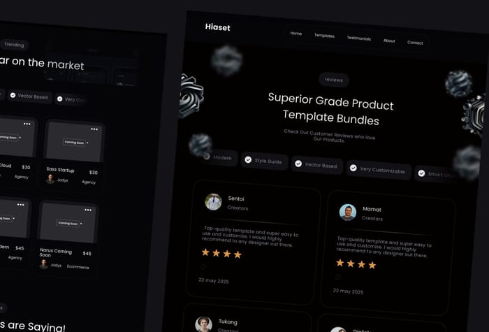 Hiaset — Portfolio Website - Hiaset Templates modern and professional Framer Template, perfect for showcasing your portfolio and selling digital products.
