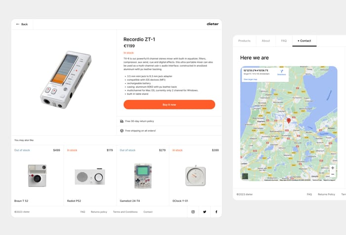 Dieter — E-Commerce Template - Dieter is a very simple e-commerce template that has been made for Framer. Experience e-commerce simplicity at its best.