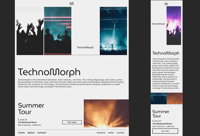 Technomorph — Musician &amp; Band Template - This template is specifically crafted for musicians, providing a platform to showcase their talents, connect with their audience, and promote their music to a wider audience. With its user-friendly interface and customizable features, this template makes it easy for musicians to create a professional online presence that reflects their unique style and musical identity. From solo artists to bands of any genre, this template is adaptable to suit the needs of any musical project.