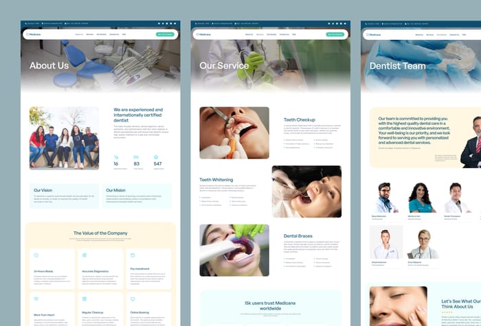 Medicana — Dental Clinic Website - Elevate your dental clinic's online presence with Medicana, the ultimate Framer template designed exclusively for dental professionals. Crafted with precision and innovation, Medicana empowers you to create a stunning website that mirrors the excellence of your dental practice.