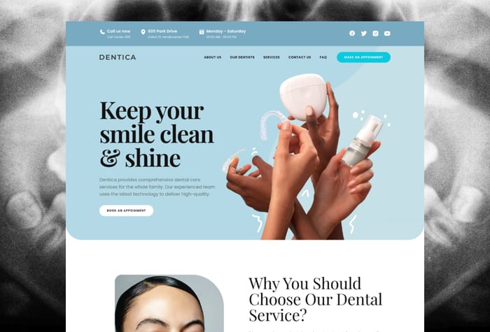 Dentica — Dental Clinic Template - Dentica is a premium Framer template designed for dentists and dental clinics. With its modern and sleek design, Dentica offers a professional and user-friendly experience for patients seeking dental services.