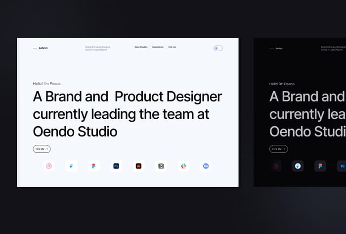 Badejo — Project Showcase Template - This template is your go-to for showcasing projects. Packed with day/night modes, custom cursors, and minimal animation – perfect for making a lasting impression on clients and hiring managers.