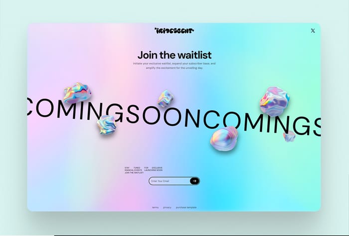Iridescent — Modern Waitlist - Iridescent is an eye-catching modern Framer Template designed to effortlessly create a waitlist for your upcoming project.