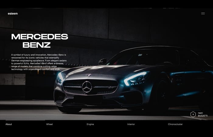 Esteem - Sport Car Dealership Template - The Esteem template website for sport car dealerships made for businesses that rely on eye-catching imagery to sell their products. It includes 5 unique pages, 5 page variants, a responsive design, custom animations, and defined photos.
