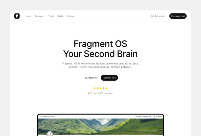 Fragments — Minimal Creator Template - Super minimal notion creator template. Designed with a focus on clarity and ease of use, this template provides users with a crisp and uncluttered workspace where creativity can thrive.