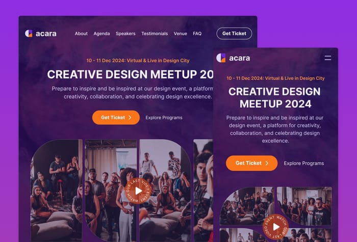 Acara — Single Page Event Template - Acara is a meticulously crafted single-page event template, seamlessly blends style and user-friendliness. Its contemporary layout puts vital event information in the spotlight, and its intuitive interface ensures easy customization.