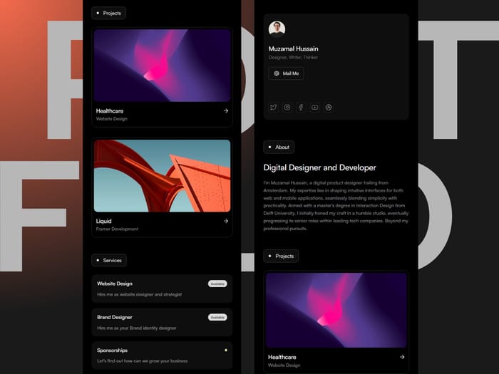 Digifolio — One Page Template - Elevate your CV with DigiFolio, our sleek one-page template. Customizable, engaging, and technically advanced with a perfect Lighthouse Speed score. Includes sections for About, Projects, Experience, Services, Tools, and Newsletter.