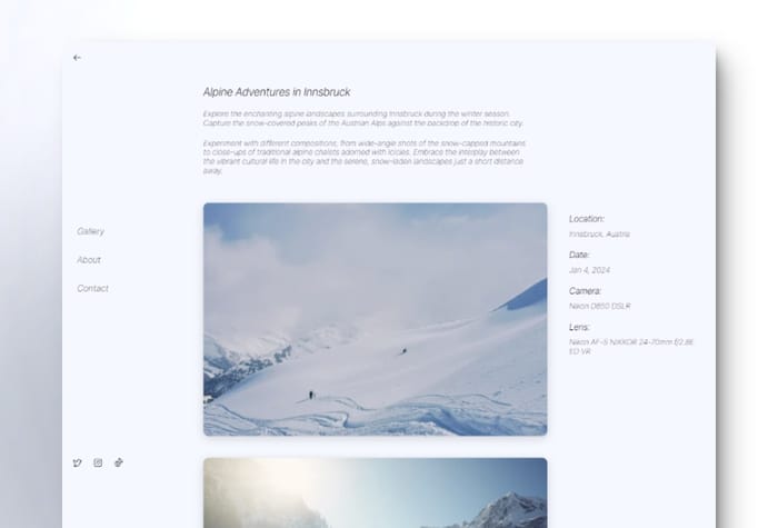 Snow — Photography Portfolio Template - Snow provides a clean and minimalist canvas for photographers to exhibit their work. The minimalist layout ensures that your images take center stage, allowing viewers to appreciate the details of each capture.