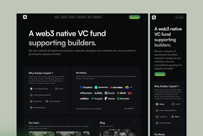 Builder — Capital Landing Page - The perfect gateway to the digital investment world has arrived. Presenting the exclusive Builder Capital landing page – your ticket to attracting builders and propelling your Web3 native VC fund to new heights!