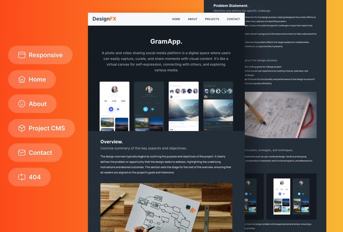 DesignFX — Minimalist Portfolio Template - Introducing DesignFX, an exquisitely crafted Portfolio/Case Study template for Framer that effortlessly elevates your creative pursuits. Our templates serve business owners, freelancers, and visual enthusiasts, providing a comprehensive solution that meets all needs.