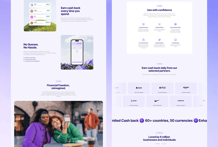 Arrival — Startup Template - Introducing Arrival, the Framer financial technology template that effortlessly combines sleek design with powerful functionality. It boasts a clean, modern look that not only helps you stand out but also ensures you shine brilliantly in the fiercely competitive fintech landscape.