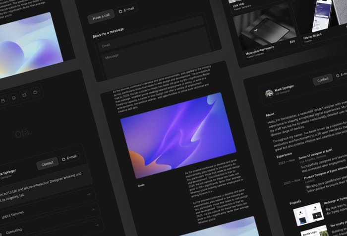 Obsidian — Portfolio Template - Obsidian, a dashboard-style portfolio for Framer, ideal for designers and developers