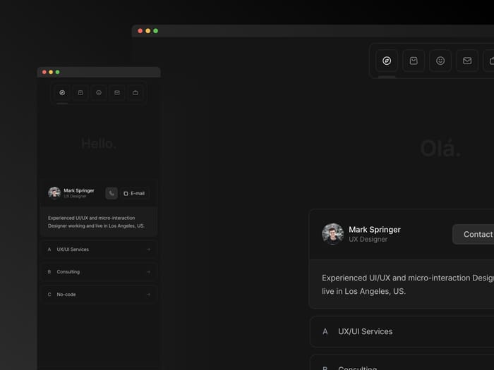 Obsidian — Portfolio Template - Obsidian, a dashboard-style portfolio for Framer, ideal for designers and developers