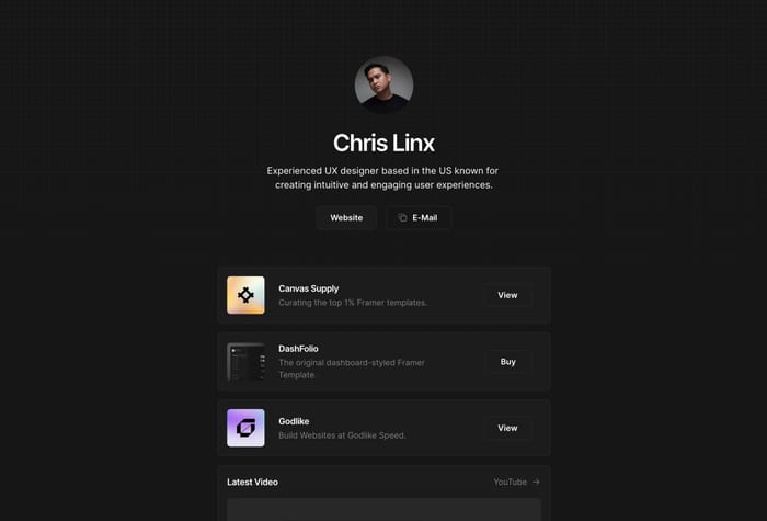 Linx — Link Tree Template - Linx is a very simple mobile-first link-tree Framer template packed with 8 useful widgets that can be used as a link in bio site.