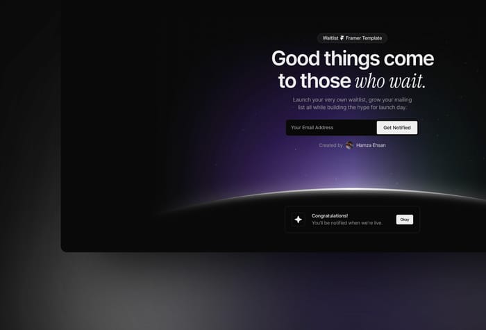 Waitlister — Waitlist Template - Introducing Waitlist - the premium framer template to help you launch your very own waitlist, grow your mailing list all while building the hype for launch day.