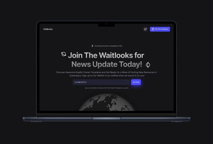 Waitlooks — Minimalist Waitlist - Waitlooks is a visually appealing and sleek Framer Template tailored to expedite the process of establishing a Waitlist and generating leads. Its elegant and minimalist design!