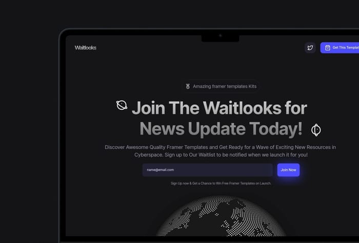 Waitlooks — Minimalist Waitlist - Waitlooks is a visually appealing and sleek Framer Template tailored to expedite the process of establishing a Waitlist and generating leads. Its elegant and minimalist design!