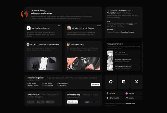 Blocos — Minimal About Page Template - Introducing a free, minimalist template inspired by the elegance of bento grids. Perfect for personal and professional about pages, it offers a sleek, modern layout with effortless customization.
