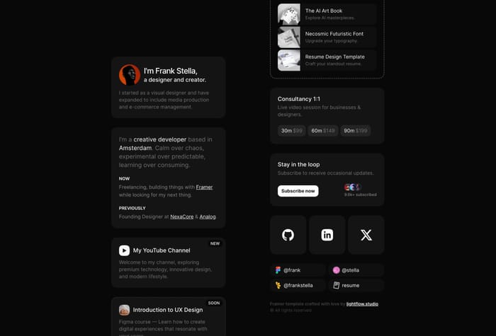 Blocos — Minimal About Page Template - Introducing a free, minimalist template inspired by the elegance of bento grids. Perfect for personal and professional about pages, it offers a sleek, modern layout with effortless customization.