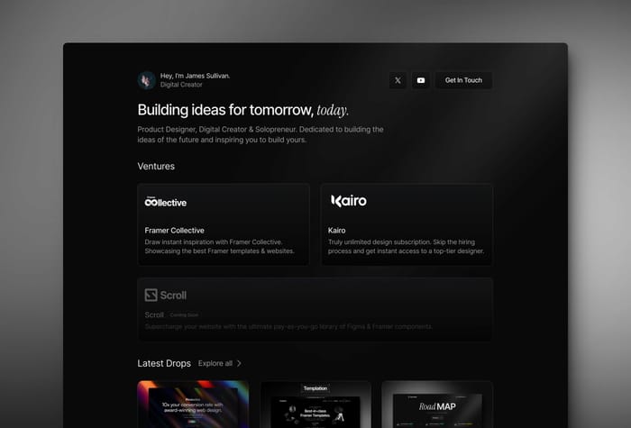 Solopreneur — Portfolio for Creatives &amp; freelancers - Introducing Solopreneur - the premium Framer template for solopreneurs, creatives &amp; freelancers in all its minimal glory. Showcase your ventures, products, and what’s you're working on in this clean, aesthetic and timeless template.