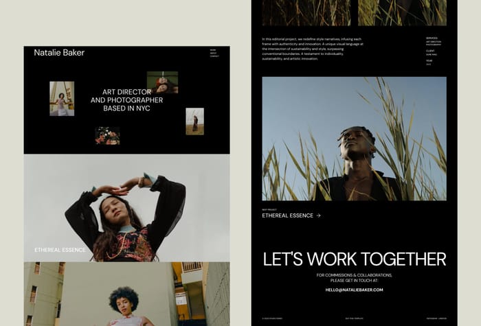 Natalie — Portfolio Template - Natalie is a portfolio template created with photographers, designers, and all other creatives in mind. With responsive, modern design and intuitive CMS functionality, Natalie ensures that managing your portfolio becomes effortless.