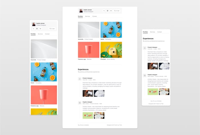 Theofolio —  Portfolio Template - Theofolio is a portfolio Framer template to showcase your works, experiences, and services. it is designed in a neutral color palette, and a minimalist approach to fit the needs of various profiles.
