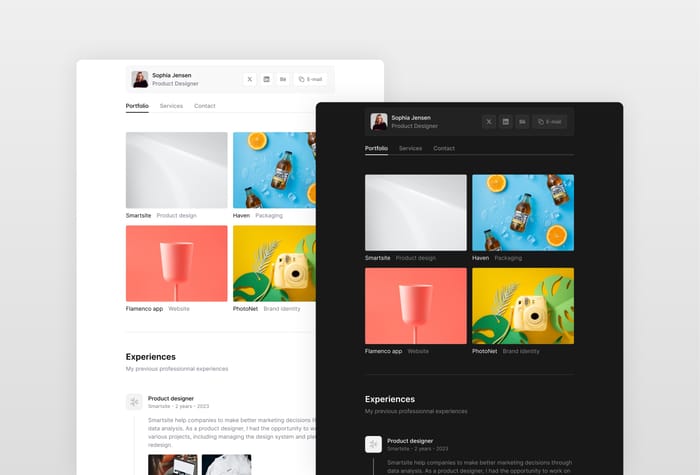 Theofolio —  Portfolio Template - Theofolio is a portfolio Framer template to showcase your works, experiences, and services. it is designed in a neutral color palette, and a minimalist approach to fit the needs of various profiles.